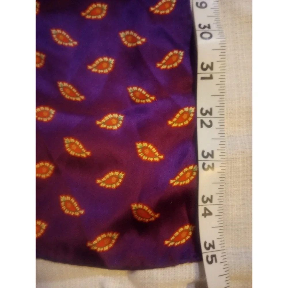 Vintage Unbranded Purple Rose/‎ Paisley Square Scarf Silk Or Polyester 35 In
